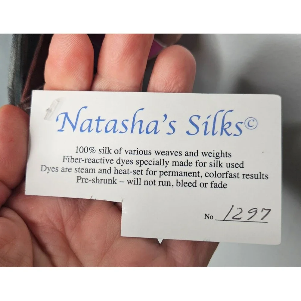 NATASHA'S SILKS Scarf Artisan Hand Painted Rectangle 68x13 Wearable Art